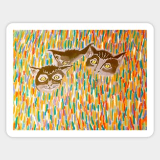 Three Cats on the Grass Sticker